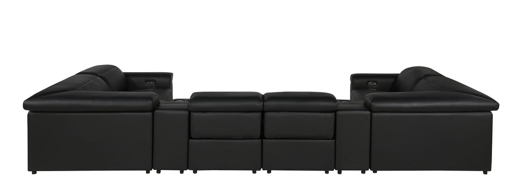 1126 Divanitalia 8-Piece U-Shaped Sectional Sofa in Top Grain Italian Leather with 4 Power Recliners & Power Headrests