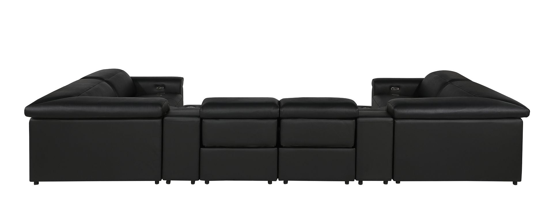 1126 Divanitalia 8-Piece U-Shaped Sectional Sofa in Top Grain Italian Leather with 4 Power Recliners & Power Headrests