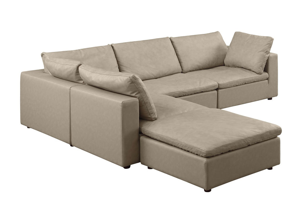 1100 Divanitalia 5-Piece Right Arm Facing 4-Seat Sectional Sofa - Top-grain Italian Leather