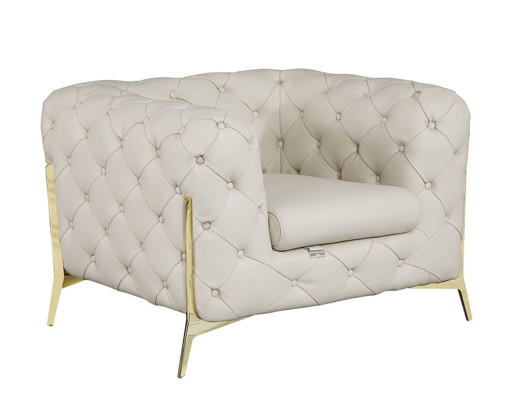 970 Divanitalia 3-Piece Sofa Set in Top-grain Italian Leather - Cream - SKU 970- CREAM 3PC (S/CH/CH) - GROUP - view 3