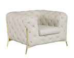 970 Divanitalia 3-Piece Sofa Set in Top-grain Italian Leather - Cream - SKU 970- CREAM 3PC (S/CH/CH) - GROUP - view 3