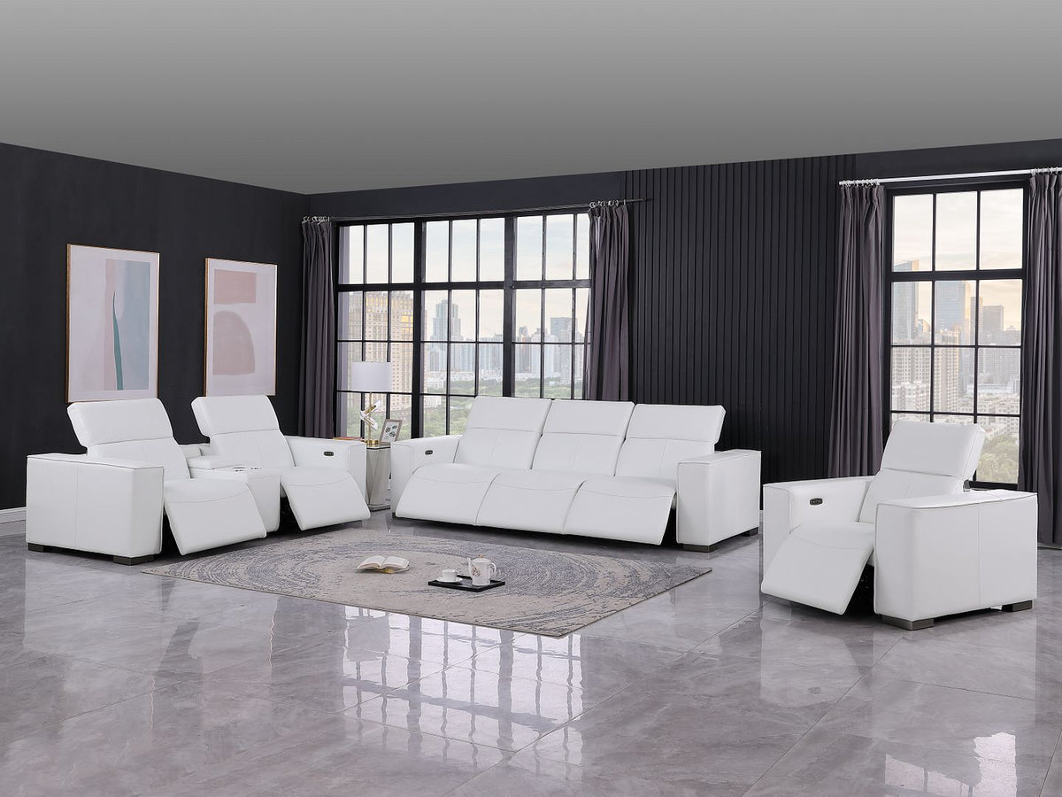 1208 Modular Leather Set with 6 Power Recliners & Power Headrests - White - SKU 1208-WHITE-7.6-HT-3PC - view 2