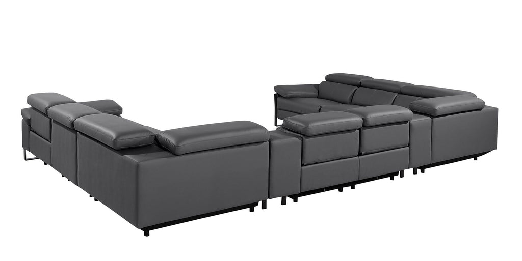 1246 Divanitalia 10-Piece U-Shaped Modular Power Reclining Sectional Sofa with 4 Power Recliners and Power Headrests - Top Grain Italian Leather