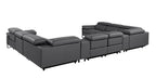 1246 Divanitalia 10-Piece U-Shaped Modular Power Reclining Sectional Sofa with 4 Power Recliners and Power Headrests - Top Grain Italian Leather