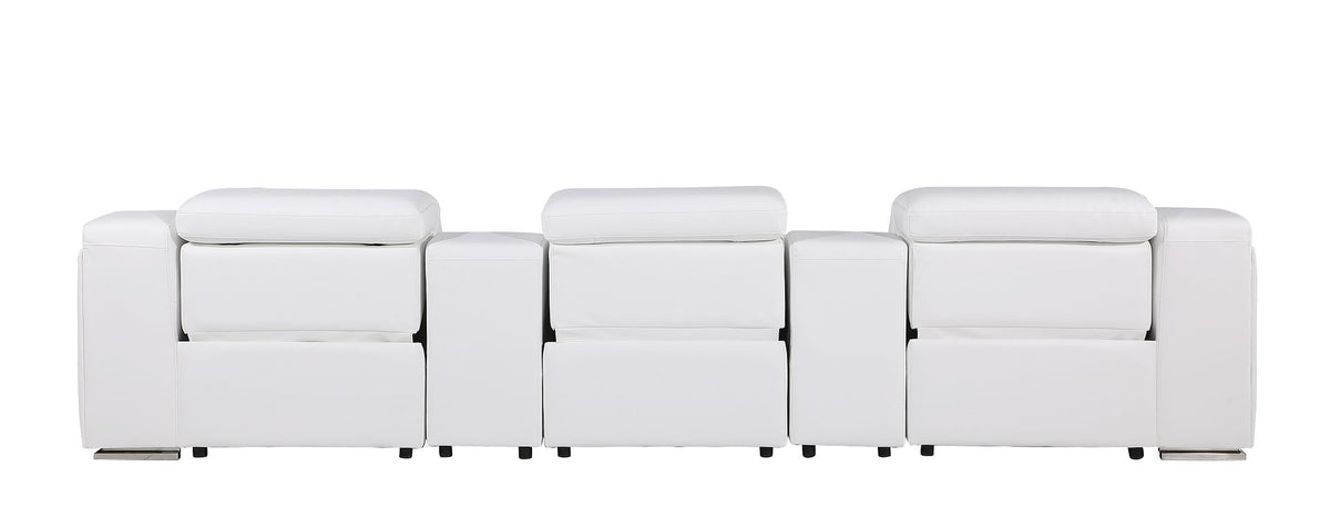 1116 Divanitalia 5-Piece Modular Power Reclining Sofa in Top Grain Italian Leather with 3 Power Recliners & Power Headrests - White - SKU 1116-WHITE-5.3-HT - view 7