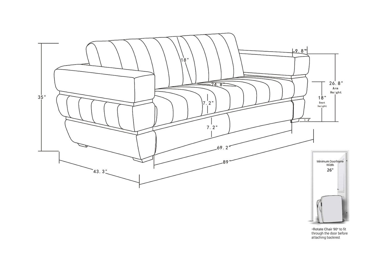 904 Divanitalia 3-Piece Sofa Set in Top-grain Italian Leather - White - SKU 904- WHITE 3PC (S/L/CH) - GROUP - view 15
