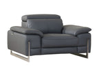 636 Divanitalia Light Gray Chair with Adjustable Headrest in Top-grain Italian Leather