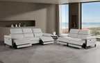 1246 Divanitalia Modular Power Dual Reclining Sofa and Loveseat Set with Power Headrests - Top Grain Italian Leather - Light Grey - SKU 1246-LT-GREY-5.4-HT-2PC - view 2
