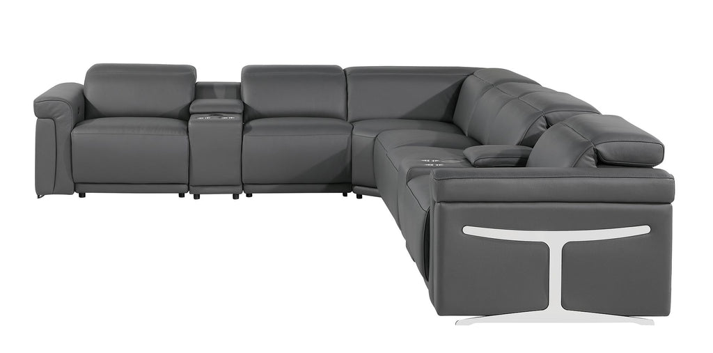 1126 Divanitalia 8-Piece L-Shaped Sectional Sofa in Top Grain Italian Leather with 4 Power Recliners & Power Headrests