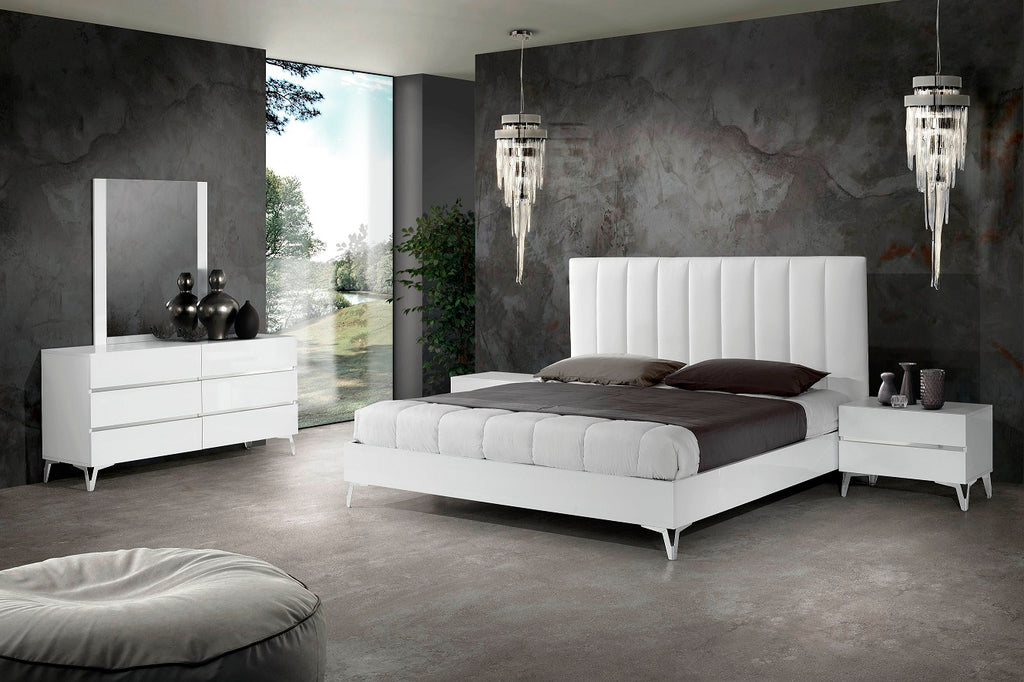 Angela Eastern King - Italian White Eco Leather Bed - Italian White Eco Leather Bed
