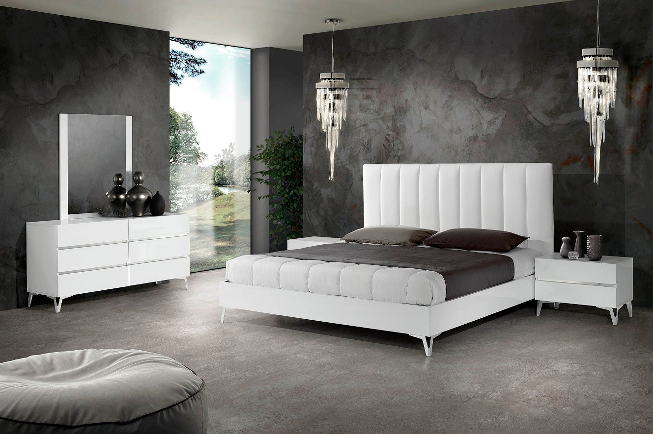 Angela Eastern King - Italian White Eco Leather Bed - Italian White Eco Leather Bed