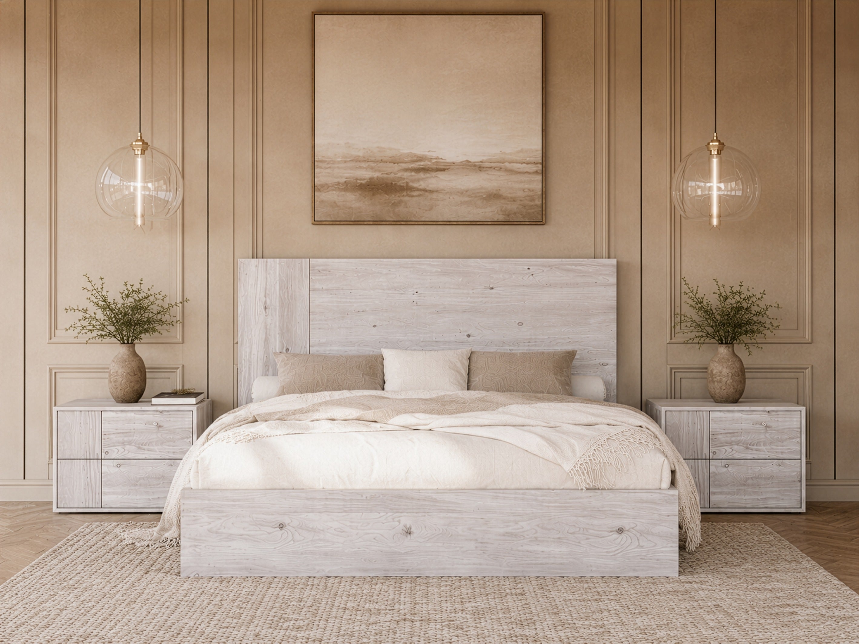 Asus - Modern Italian White 4-Piece Bedroom Set - Modern Italian White 4 - Piece Bedroom Set
