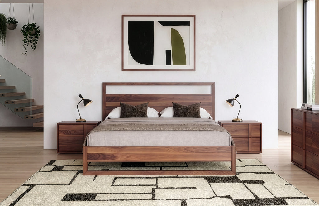 Berlin - Modern Walnut Bed - Modern Walnut Bed