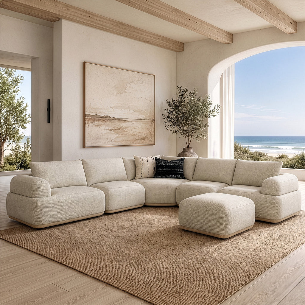Evans - Contemporary Off-White Fabric Modular Sectional Sofa - Contemporary Off - White Fabric Modular Sectional Sofa