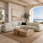 Evans - Contemporary Off-White Fabric Modular Sectional Sofa - Contemporary Off - White Fabric Modular Sectional Sofa