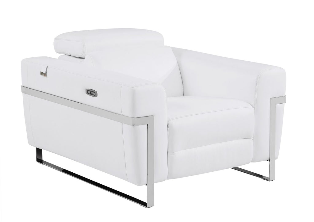 990 Divanitalia Power Reclining Arm Chair with Power Headrest in Top-grain Italian Leather - White - SKU 990-WHITE-CH - view 2