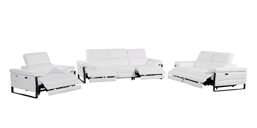 1246 Divanitalia Modular Power Dual Reclining Sofa, Loveseat, and Chair Set with Power Headrests - Top Grain Italian Leather - White - SKU 1246-WHITE-6.5-HT-3PC - view 4