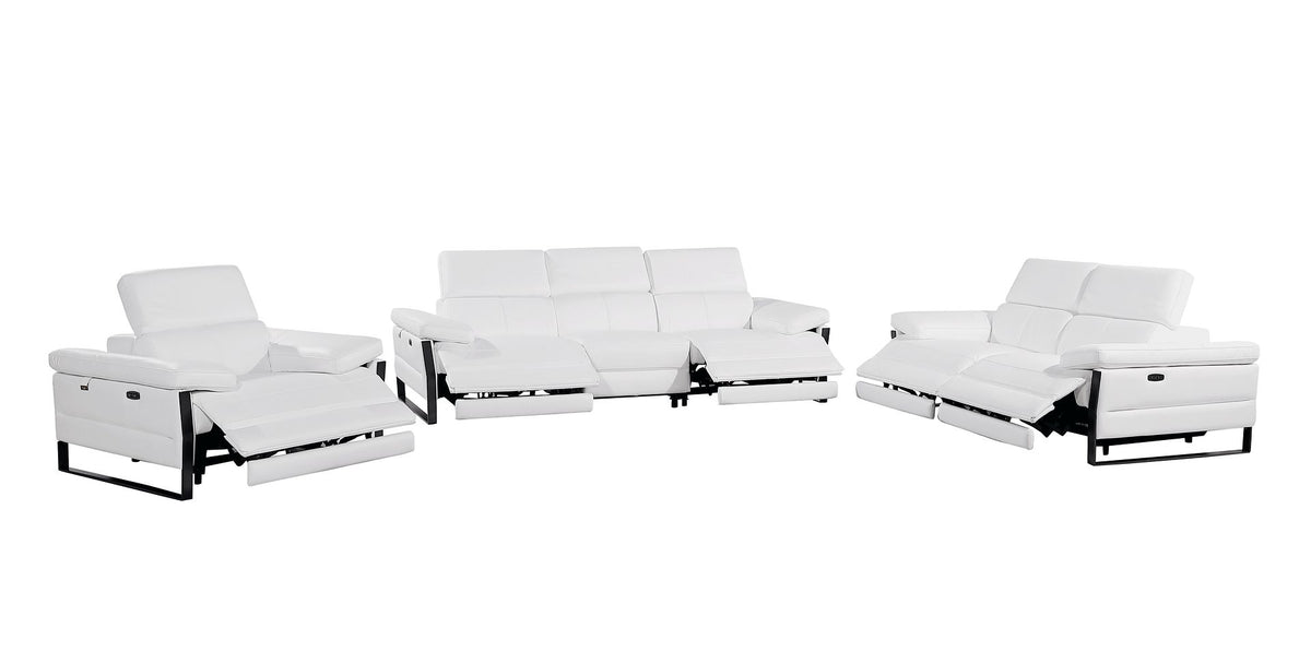 1246 Divanitalia Modular Power Dual Reclining Sofa, Loveseat, and Chair Set with Power Headrests - Top Grain Italian Leather - White - SKU 1246-WHITE-6.5-HT-3PC - view 4