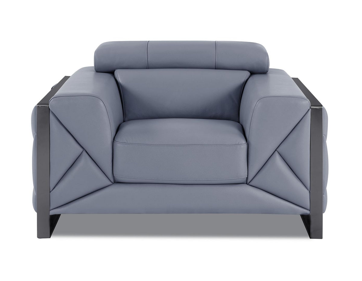903 Divanitalia Chair with Adjustable Headrest in Top-grain Italian Leather - Light Blue - SKU 903-CH-LIGHT BLUE