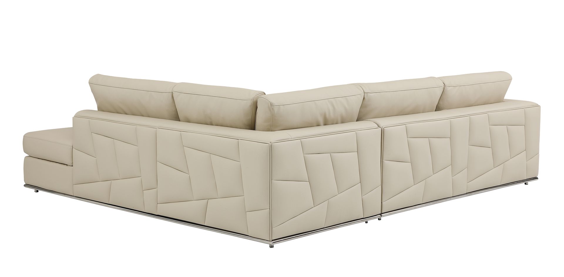 998 Divanitalia Cream Right Arm Facing Sectional Sofa in Top-grain Italian Leather - Beige - SKU 998-Sectional-RAF-CHAISE-CREAM - view 4