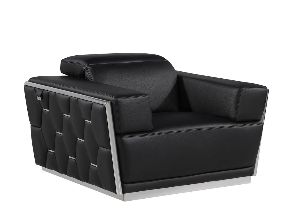 1111 Divanitalia Chair with Adjustable Headrest in Top-grain Italian Leather - Black - SKU 1111-BLACK-CH - view 2