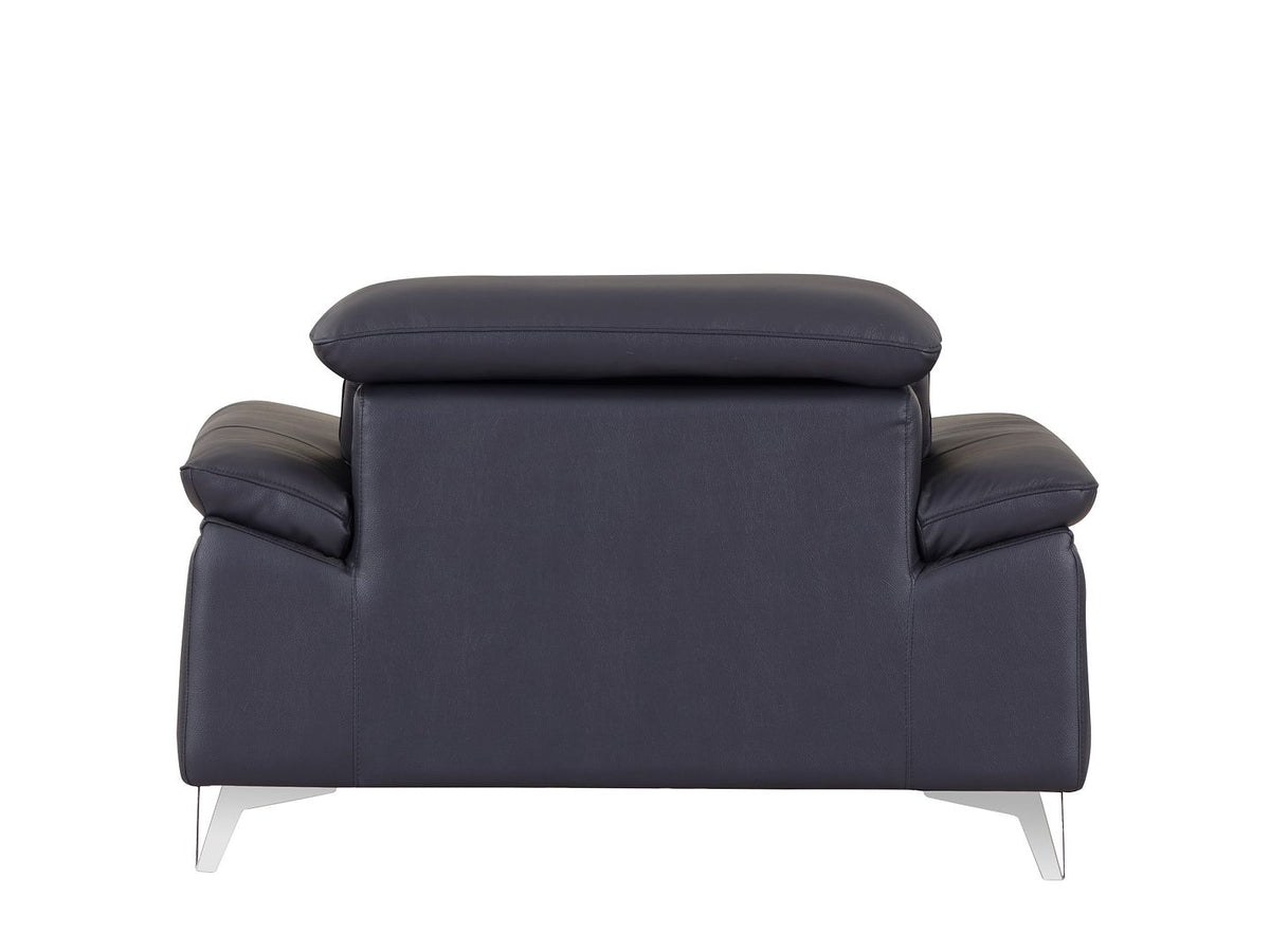 727 Divanitalia Chair with Adjustable Headrest in Top-grain Italian Leather - Navy - SKU 727-CH-NAVY - view 4