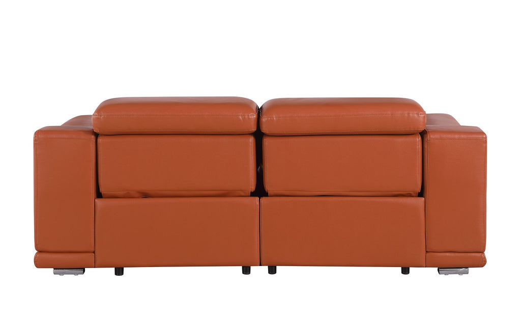 9762 Divanitalia 2-Piece Modular Power Reclining Console with 2 Power Recliners in Top Grain Italian Leather