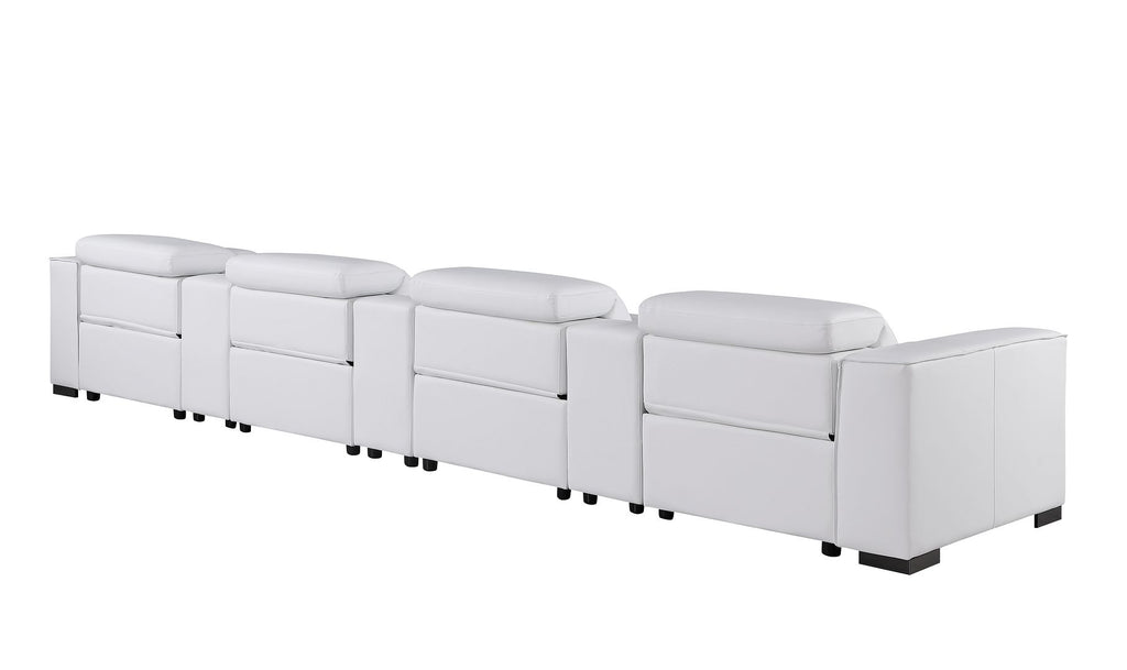1208 7 Piece Leather Sofa with 4 Power Recliners and Power Headrests - White - SKU 1208-WHITE-S-7.4-HT - view 6