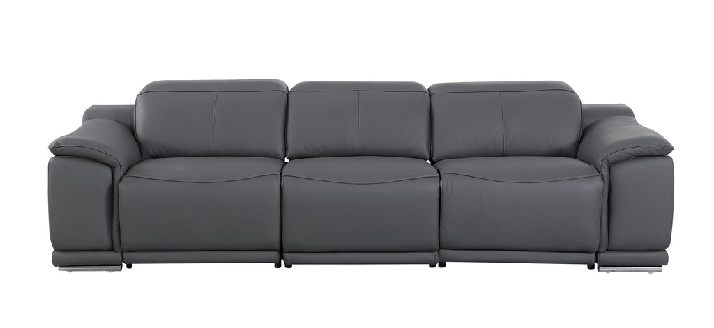 9762 Divanitalia 3-Piece Modular Power Reclining Sofa with 3 Power Recliners in Top Grain Italian Leather