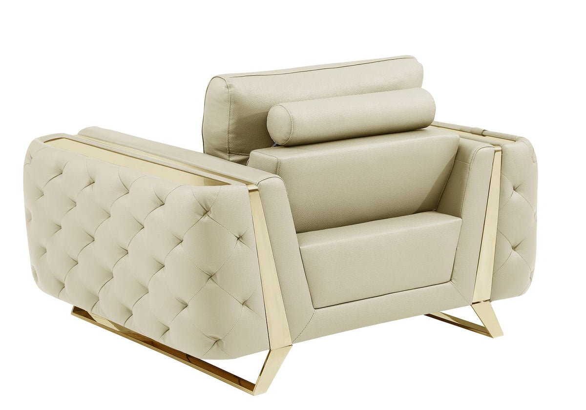 1050 Divanitalia Chair in Top-grain Italian Leather - Beige - SKU 1050-BEIGE-CH - view 3