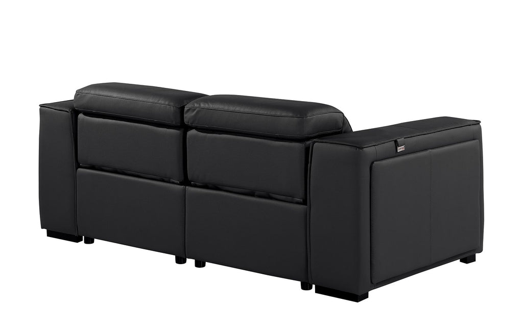 1224 Divanitalia 2-Piece Modular Power Reclining Loveseat in Top Grain Italian Leather with 2 Power Recliners & Power Headrests - Black - SKU 1224-BLACK-2.2-HT - view 6