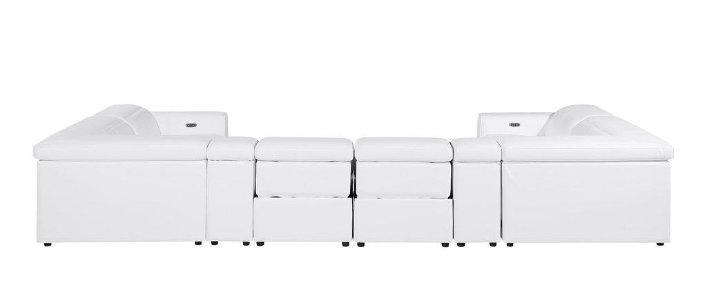 1224 Divanitalia 8-Piece U-Shaped Sectional Sofa in Top Grain Italian Leather with 4 Power Recliners & Power Headrests