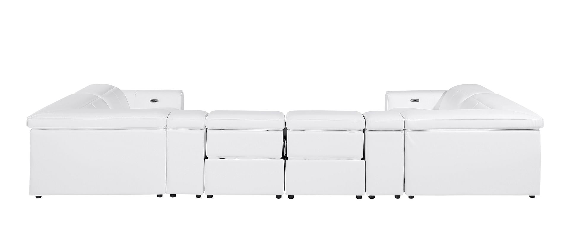 1224 Divanitalia 8-Piece U-Shaped Sectional Sofa in Top Grain Italian Leather with 4 Power Recliners & Power Headrests
