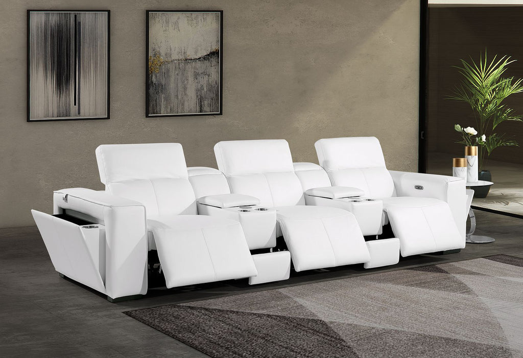 1224 Divanitalia 5-Piece Modular Power Reclining Sofa in Top Grain Italian Leather with 3 Power Recliners & Power Headrests - White - SKU 1224-WHITE-5.3-HT - view 2