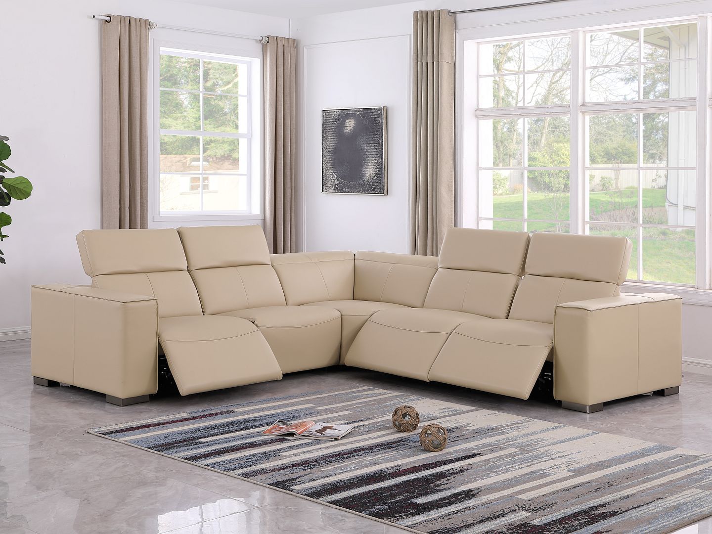 1208 Leather Reclining Set - Sofa & Loveseat with 4 Power Recliners