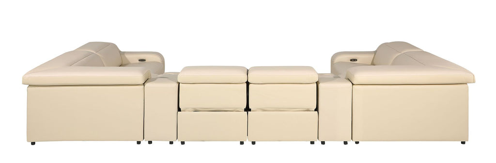 1116 Divanitalia 8-Piece U-Shaped Sectional Sofa in Top Grain Italian Leather with 4 Power Recliners & Power Headrests - Beige - SKU 1116-BEIGE-8PC-4PWR-U-SECTIONAL-GROUP - view 7
