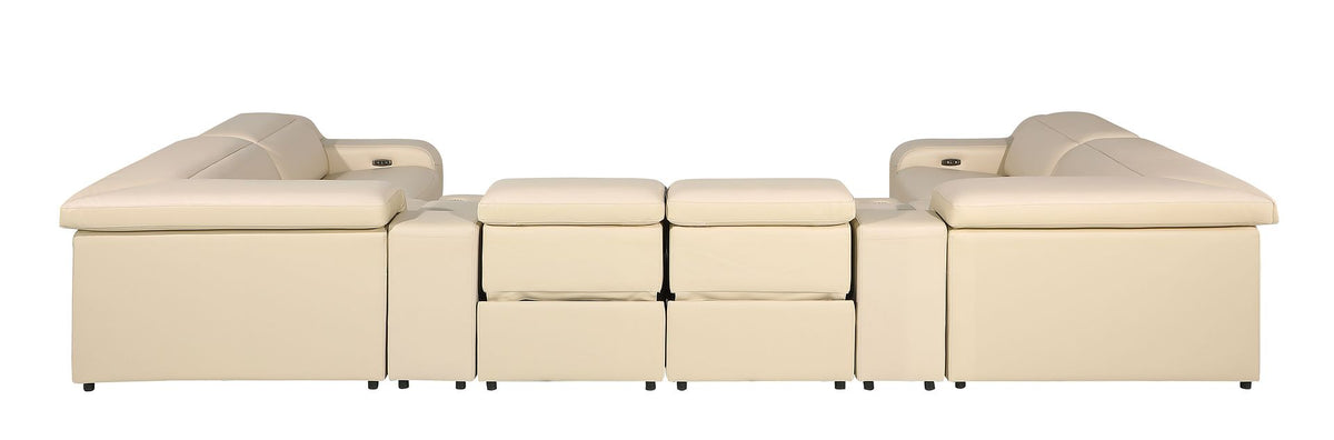 1116 Divanitalia 8-Piece U-Shaped Sectional Sofa in Top Grain Italian Leather with 4 Power Recliners & Power Headrests - Beige - SKU 1116-BEIGE-8PC-4PWR-U-SECTIONAL-GROUP - view 7