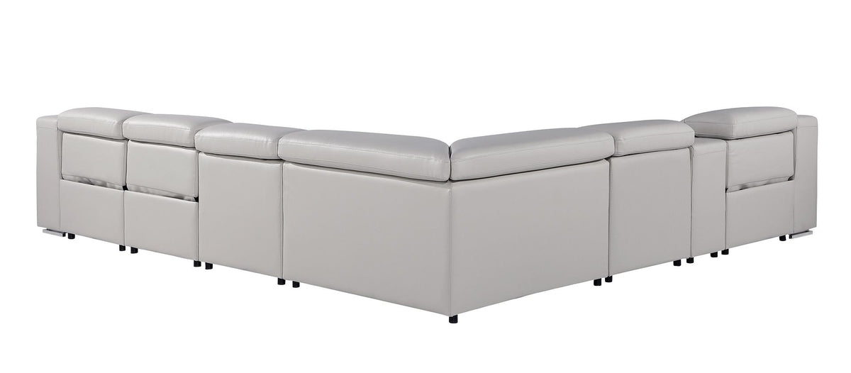 1116 Divanitalia 7-Piece L-Shaped Sectional Sofa in Top Grain Italian Leather with 3 Power Recliners & Power Headrests - Light Grey - SKU 1116-LT-GREY-7PC-3PWR-SECTIONAL- GROUP - view 6