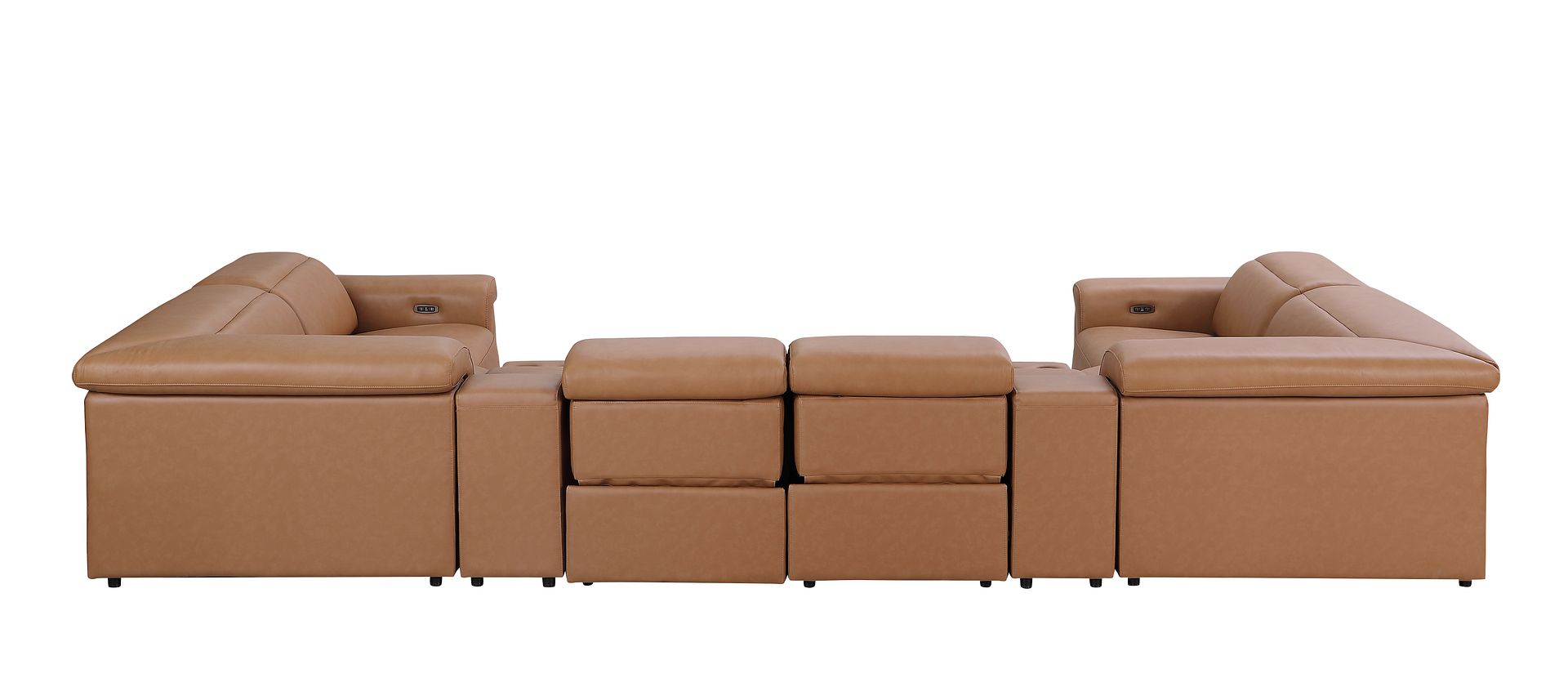 1126 Divanitalia 8-Piece U-Shaped Sectional Sofa in Top Grain Italian Leather with 4 Power Recliners & Power Headrests