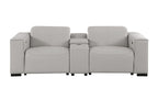 1208 Genuine Leather Dual Power Reclining Console Loveseat