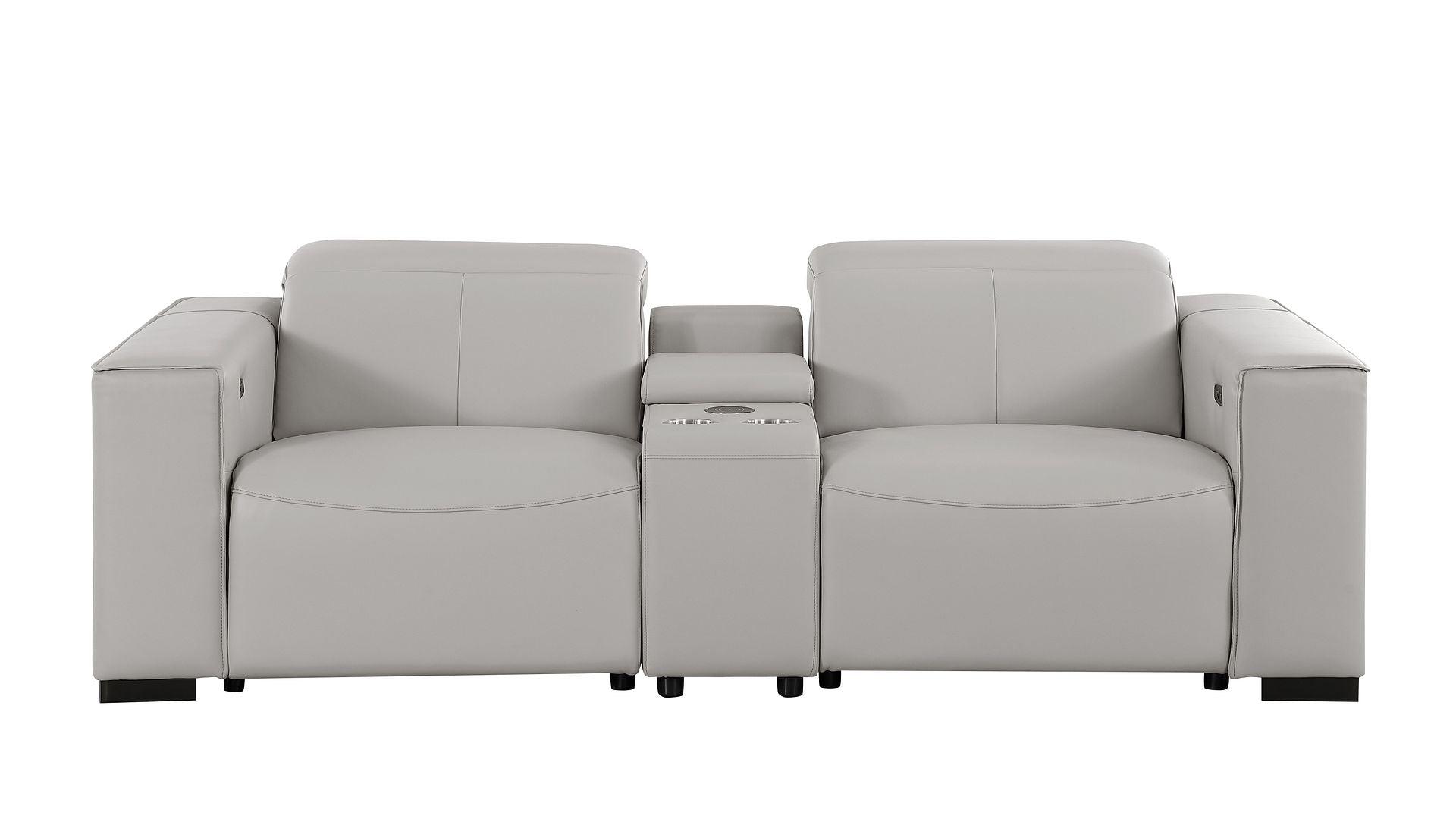 1208 Genuine Leather Dual Power Reclining Console Loveseat