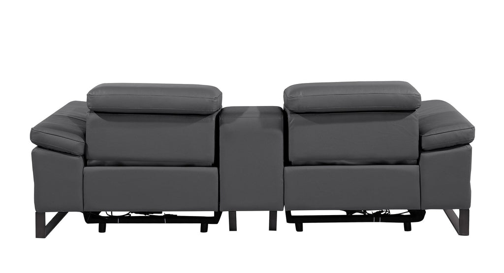 1246 Divanitalia Top Grain Italian Leather Console Loveseat with Power Headrest - Dark Grey - SKU 1246-DK-GREY-3.2-HT - view 7