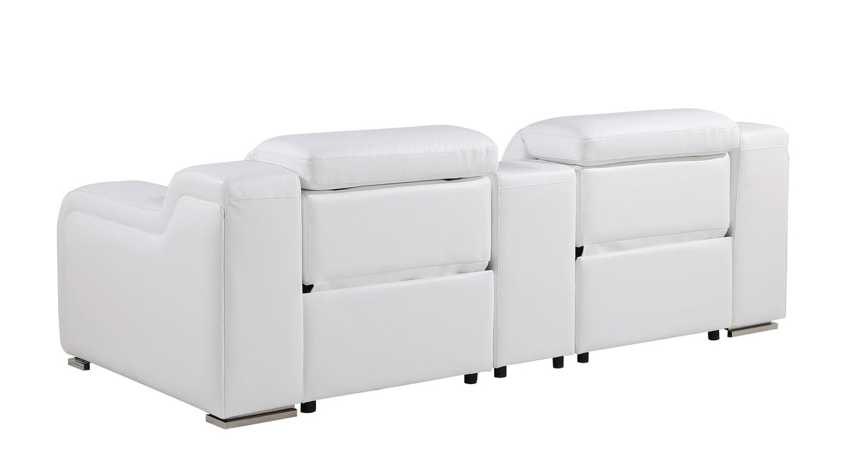 1116 Divanitalia 3-Piece Modular Power Reclining Console Loveseat in Top Grain Italian Leather with 2 Power Recliners & Power Headrests - White - SKU 1116-WHITE-3.2-HT - view 7