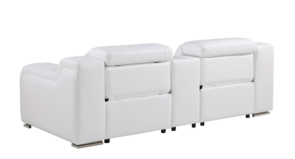 1116 Divanitalia 3-Piece Modular Power Reclining Console Loveseat in Top Grain Italian Leather with 2 Power Recliners & Power Headrests