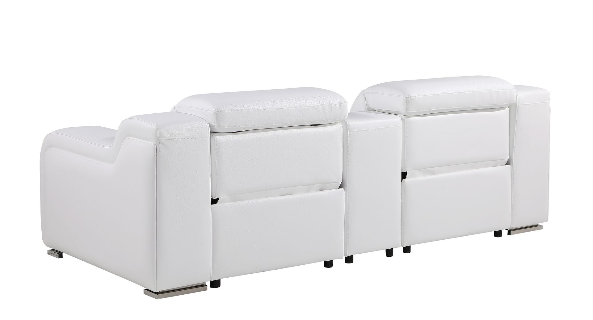 1116 Divanitalia 3-Piece Modular Power Reclining Console Loveseat in Top Grain Italian Leather with 2 Power Recliners & Power Headrests