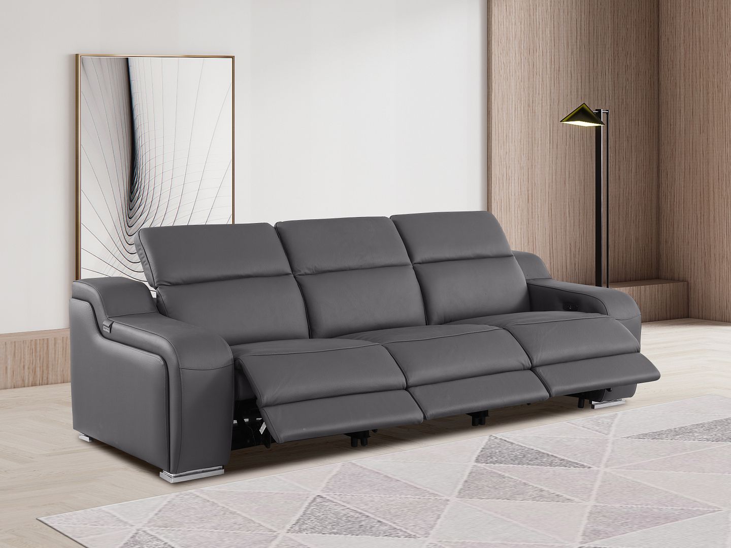 1116 Divanitalia 3-Piece Modular Power Reclining Sofa in Top Grain Italian Leather with 3 Power Recliners & Power Headrests