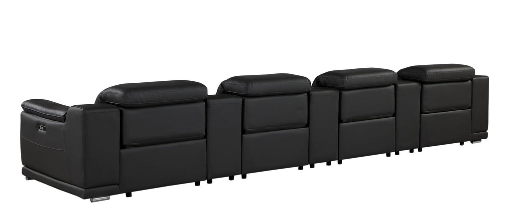 9762 Divanitalia 7-Piece Modular Top Grain Italian Leather Power Reclining Sofa with 4 Power Recliners