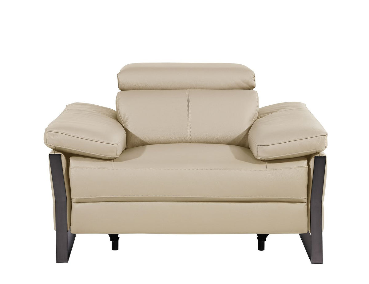 1246 Divanitalia Power Reclining Arm Chairwith Power Headrests - Top Grain Italian Leather - Beige - SKU 1246-BEIGE-CH - view 3