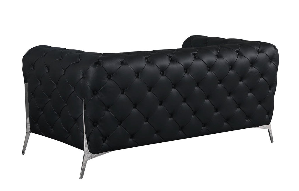 970 Divanitalia 3-Piece Sofa Set in Top-grain Italian Leather - Black - SKU 970- BLACK 3PC (S/L/CH) - GROUP - view 4