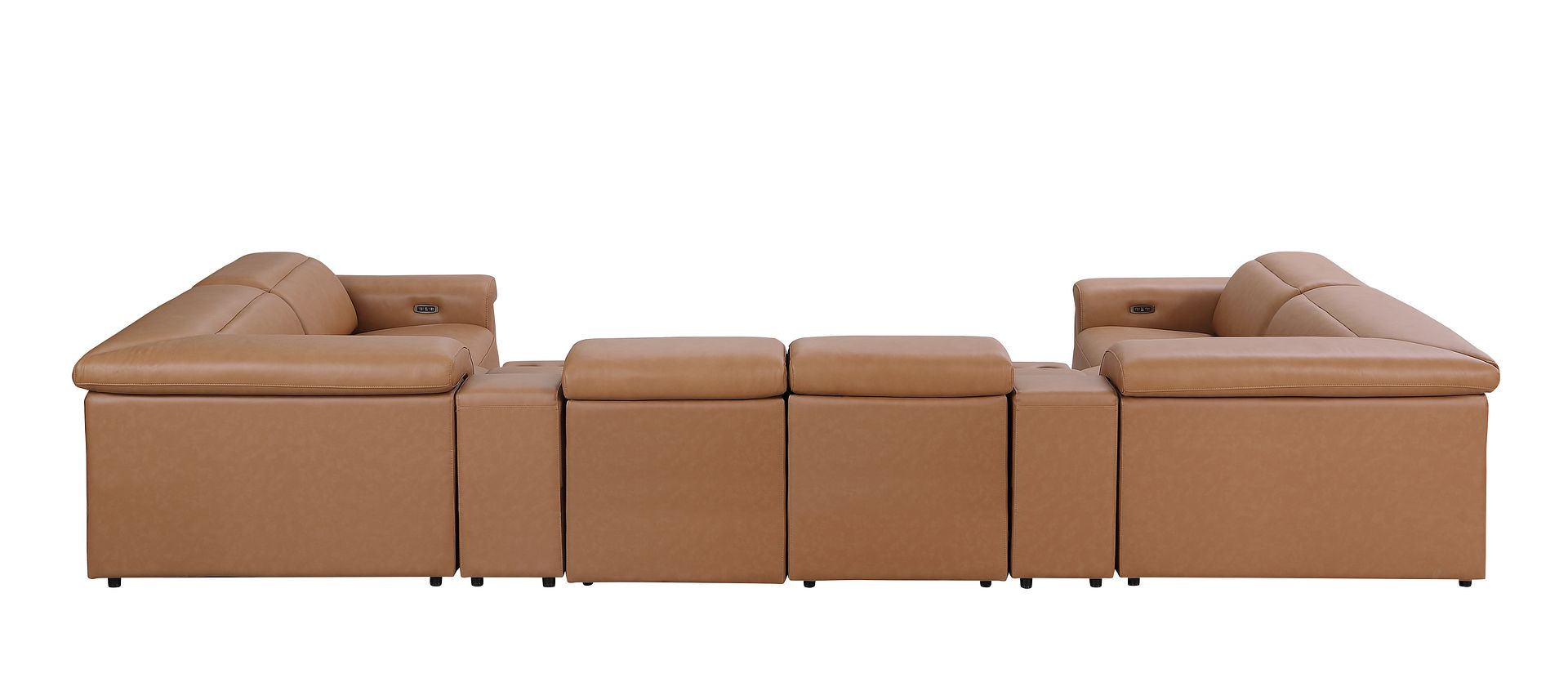 1126 Divanitalia 8-Piece U-Shaped Sectional Sofa in Top Grain Italian Leather with 2 Power Recliners & Power Headrests